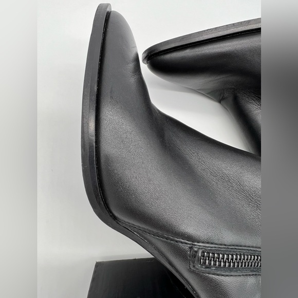 Giani Bini Black Leather Ankle Booties Heels Women’s Size 6 Cutout Zip Chic - Picture 15 of 16